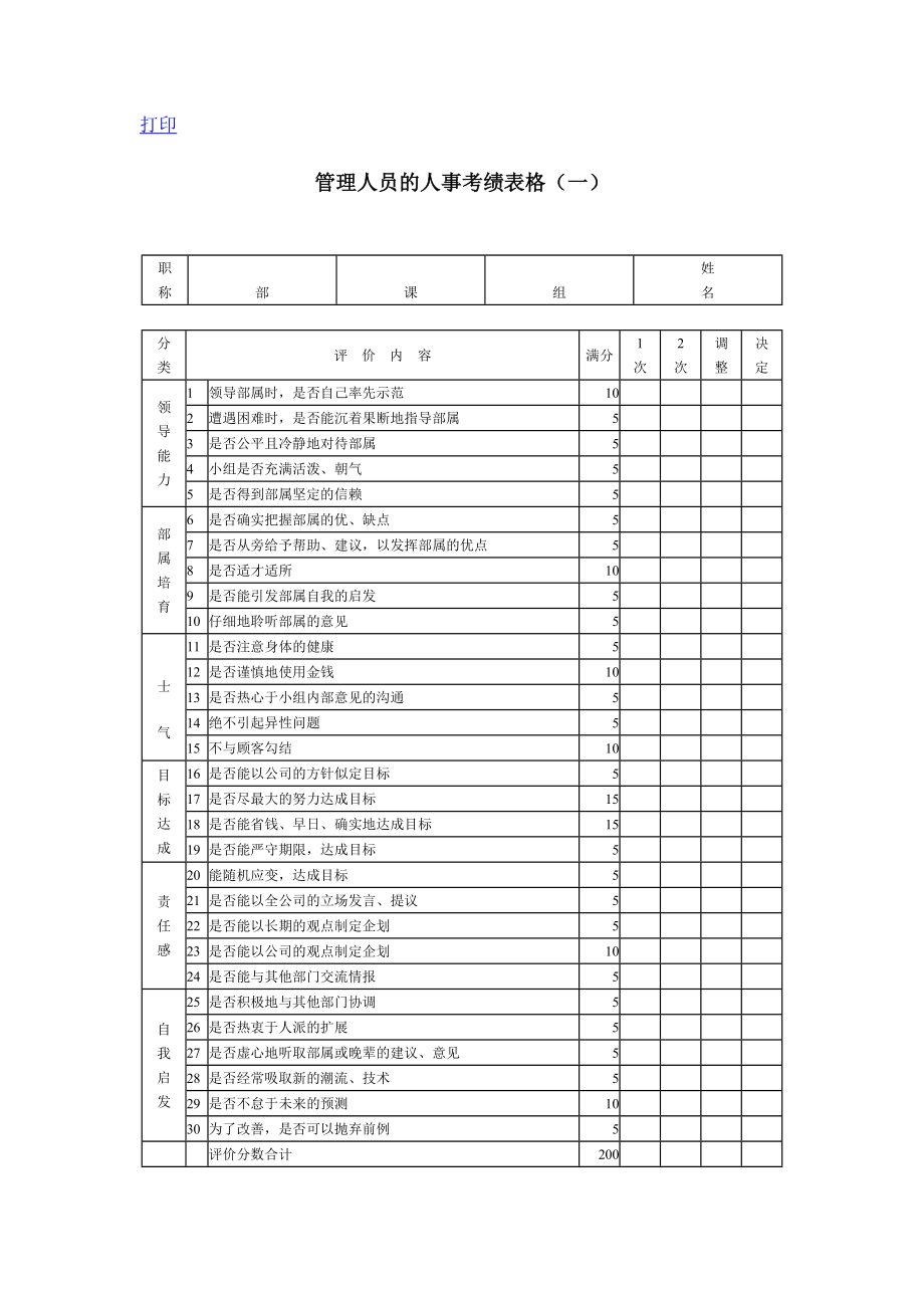 管理人员的人事考绩表格.doc_第1页