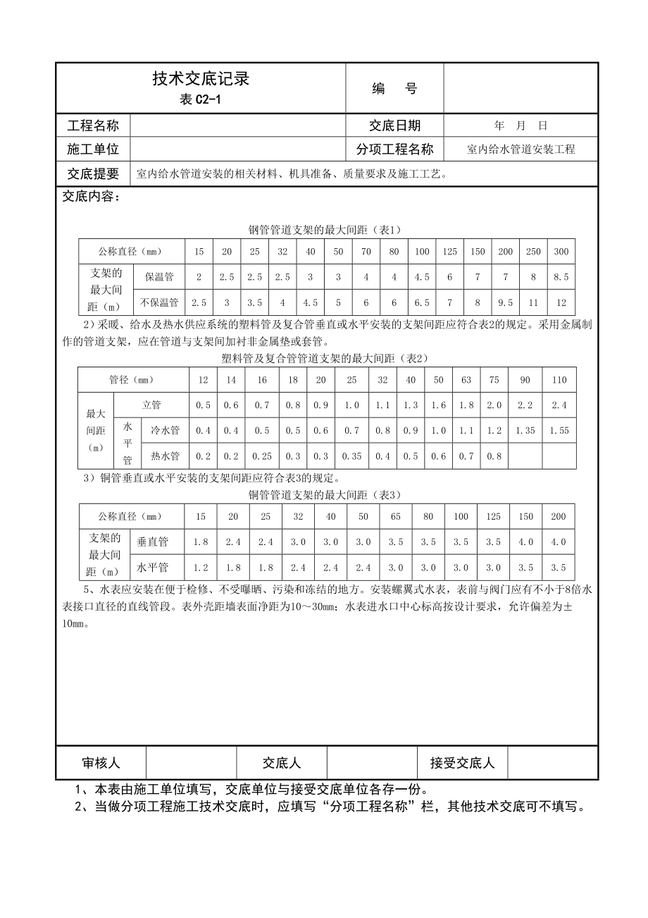 室内给水管道安装技术交底记录.doc_第3页