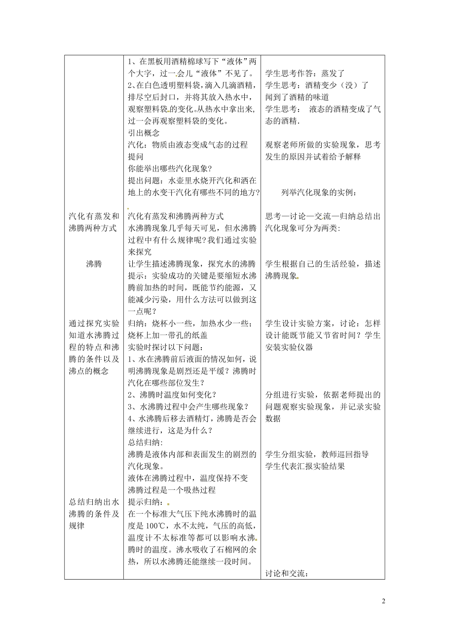 八年级物理上册第三章《物态变化》第3节《汽化和液化》教案（新版）新人教版.doc_第2页