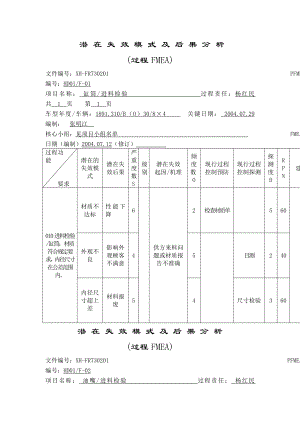 潜在失效模式及后果分析过程fmea.doc