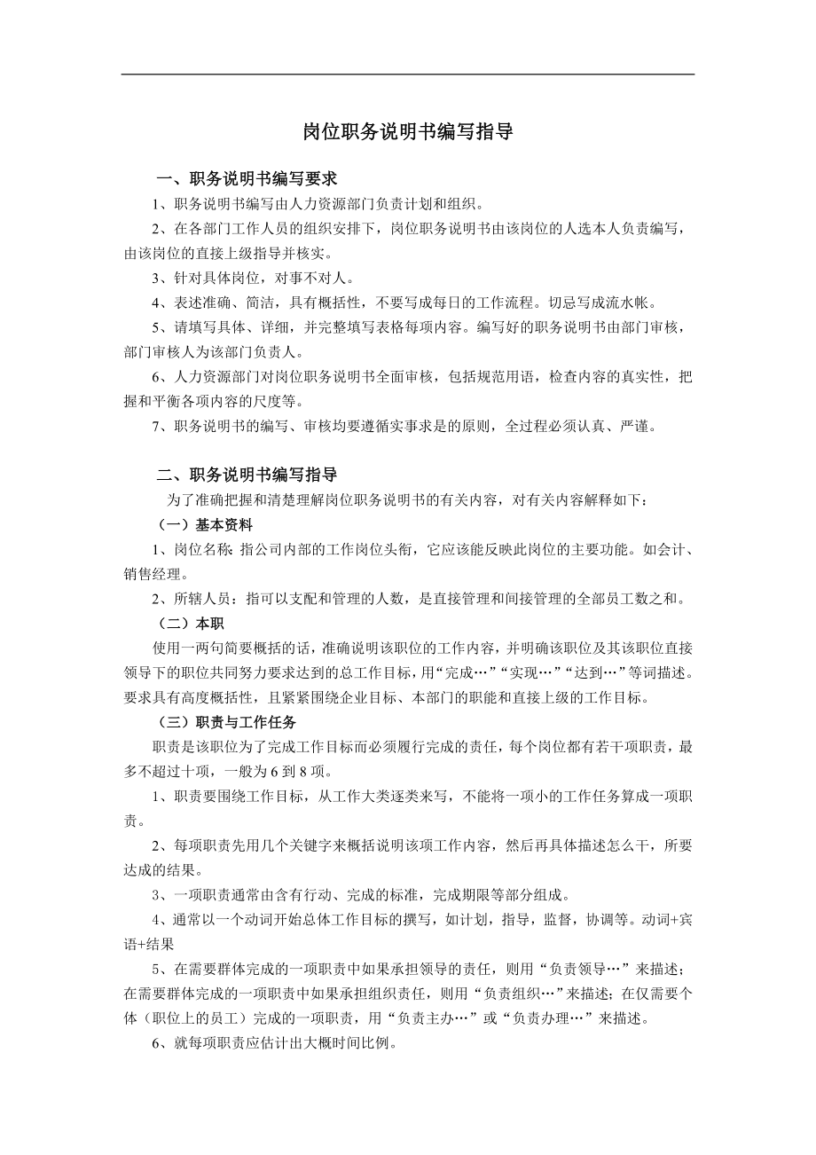 新丰化纤岗位职务说明书编写指导.doc_第1页