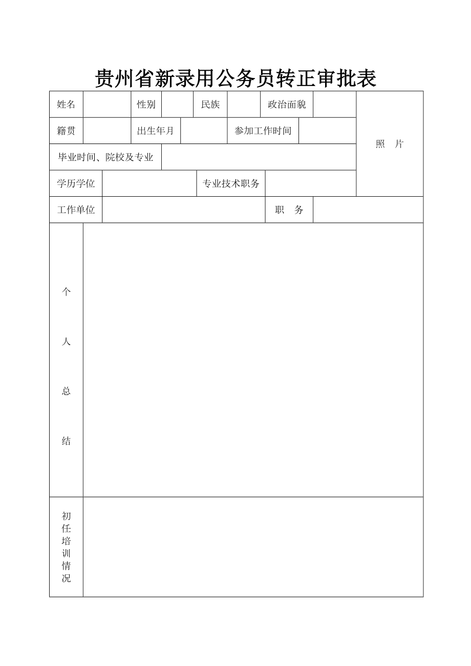 贵州省新录用公务员转正审批表.doc_第1页