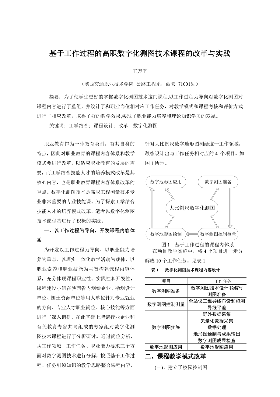 论文（设计）基于工作过程的高职数字化测图技术课程的改革与实践.doc_第1页