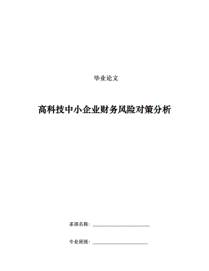 高科技中小企业财务风险对策分析毕业论文.doc