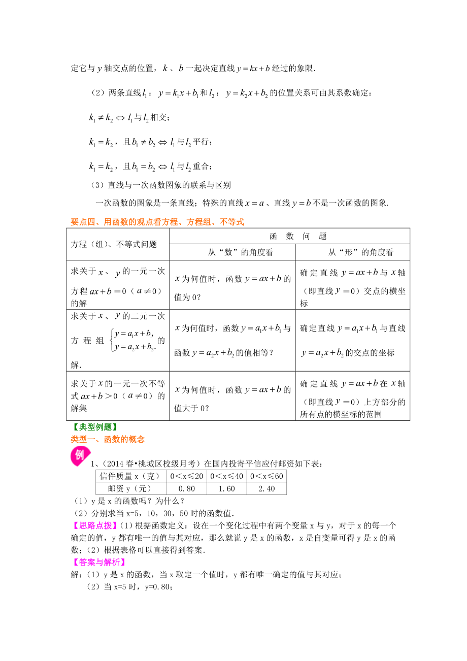 苏教版八年级上册数学一次函数全章复习与巩固（提高）知识点整理及重点题型梳理.doc_第3页