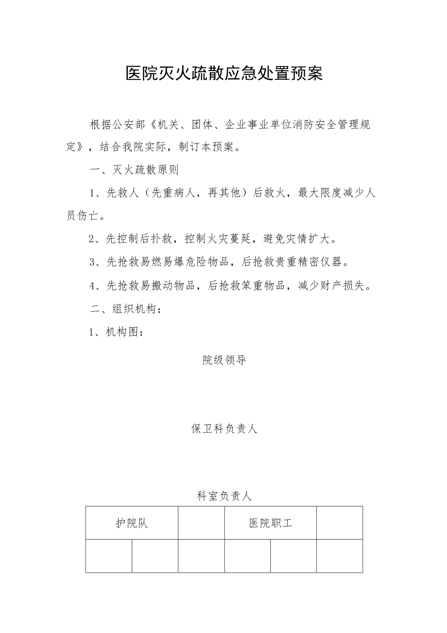 医院灭火疏散应急处置预案.docx_第1页