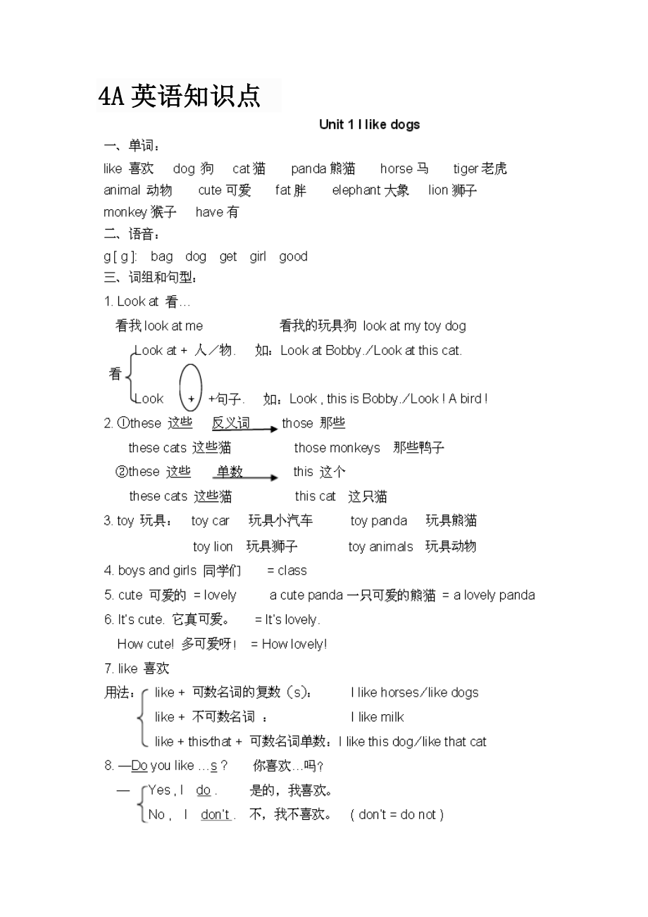 苏教版最新译林版四年级上册英语知识点.doc_第1页