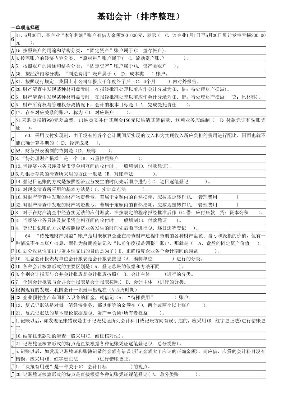 电大【基础会计】【绝无仅有的电大试题看完必过哦哦！！】.doc_第1页