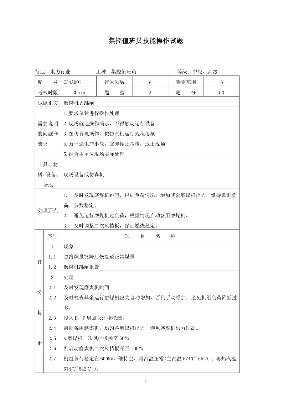 技能操作试题仿真机.doc_第1页