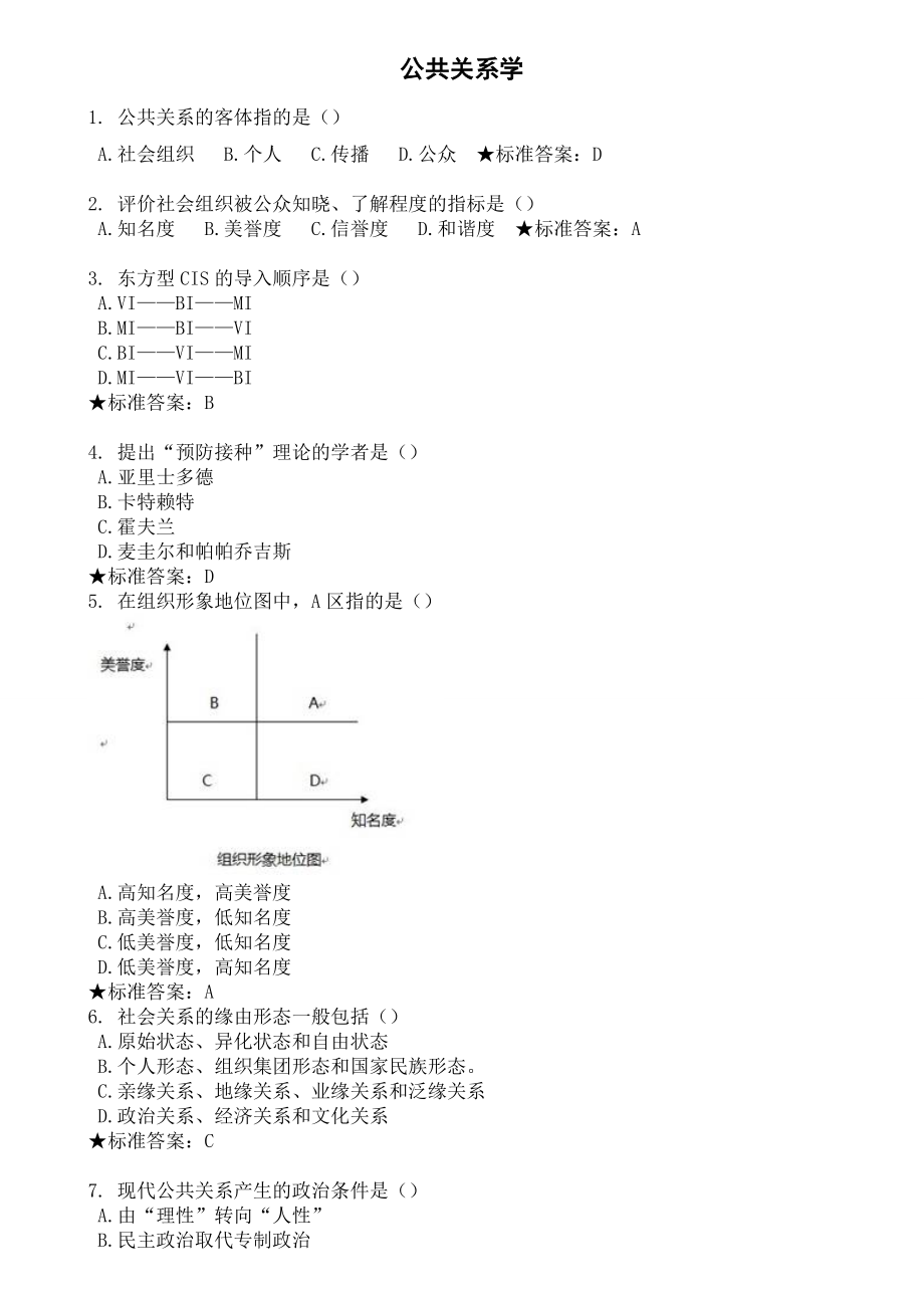 公共关系学模拟题和作业.doc_第1页