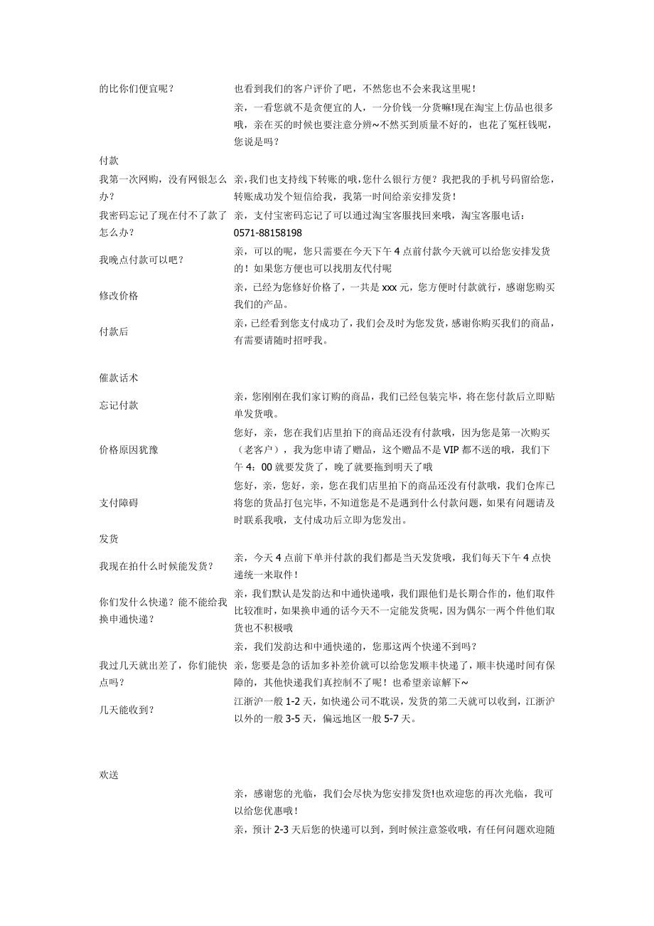 整理的淘宝客服话术.doc_第2页