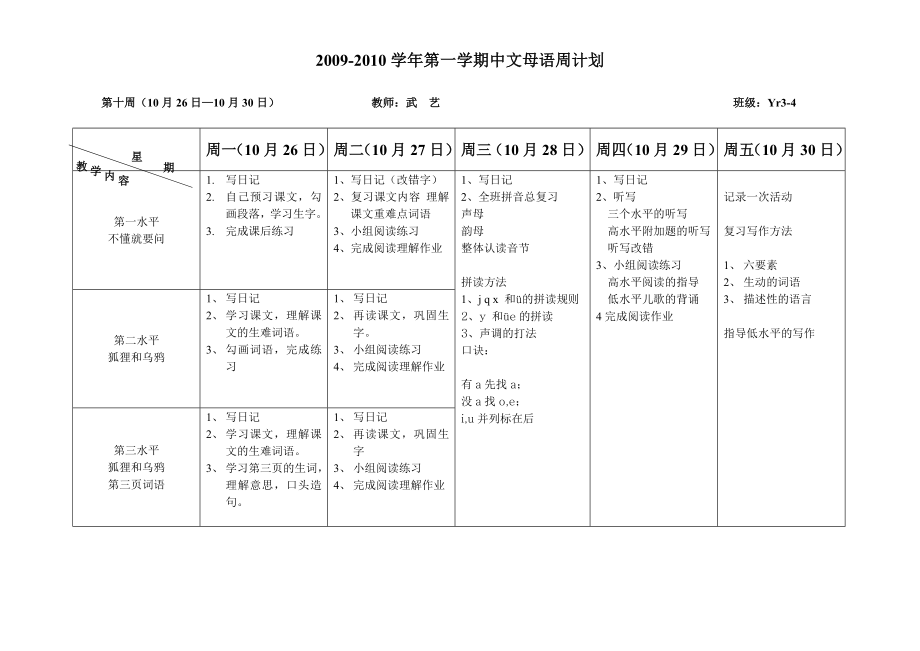 中文非母语IGCSE教学周计划.doc_第1页