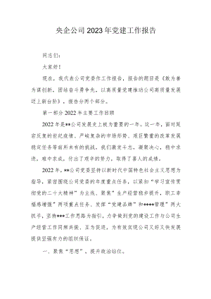 央企公司2023年党建工作报告.docx