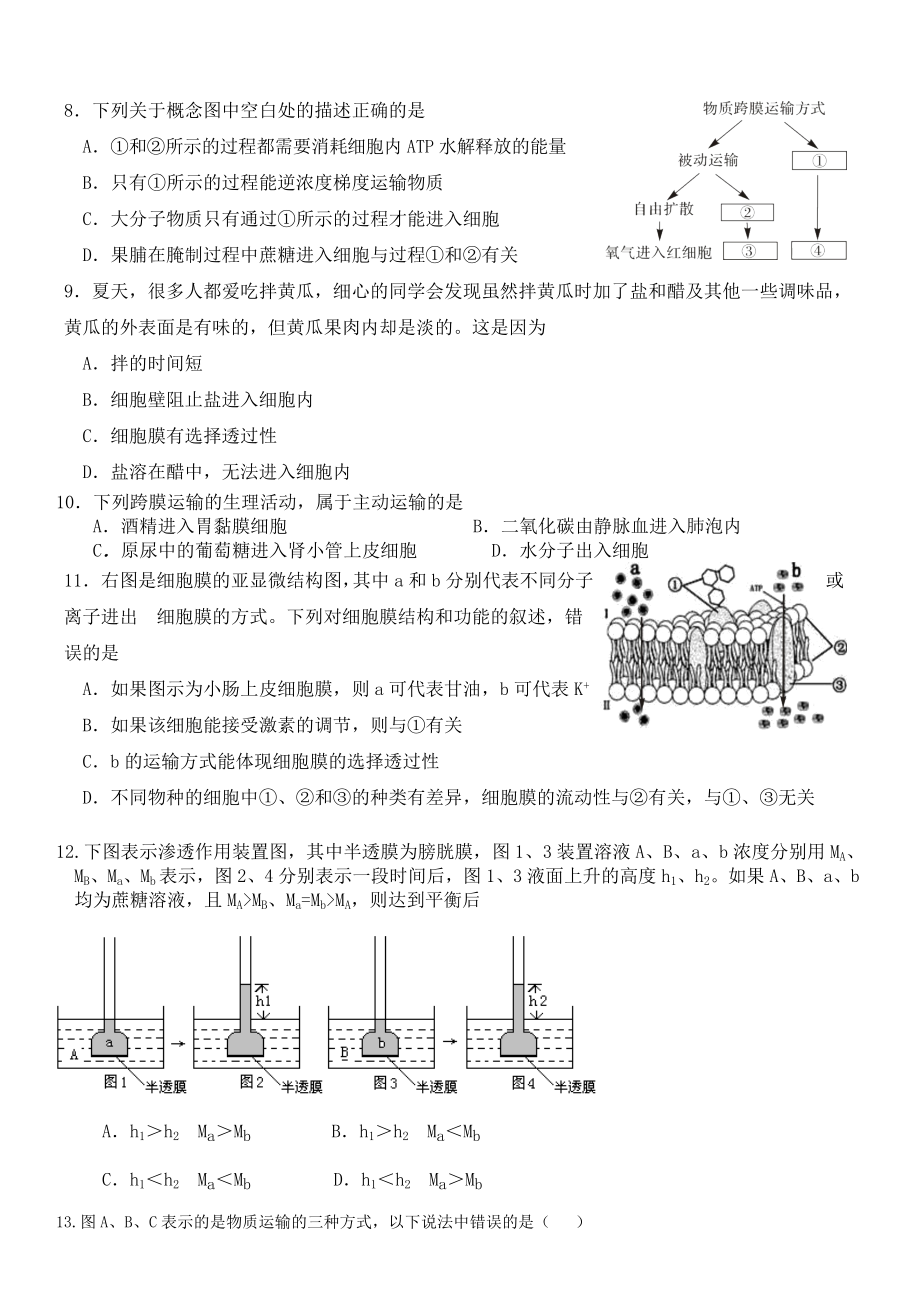 生物必修一第四章练习题.doc_第2页