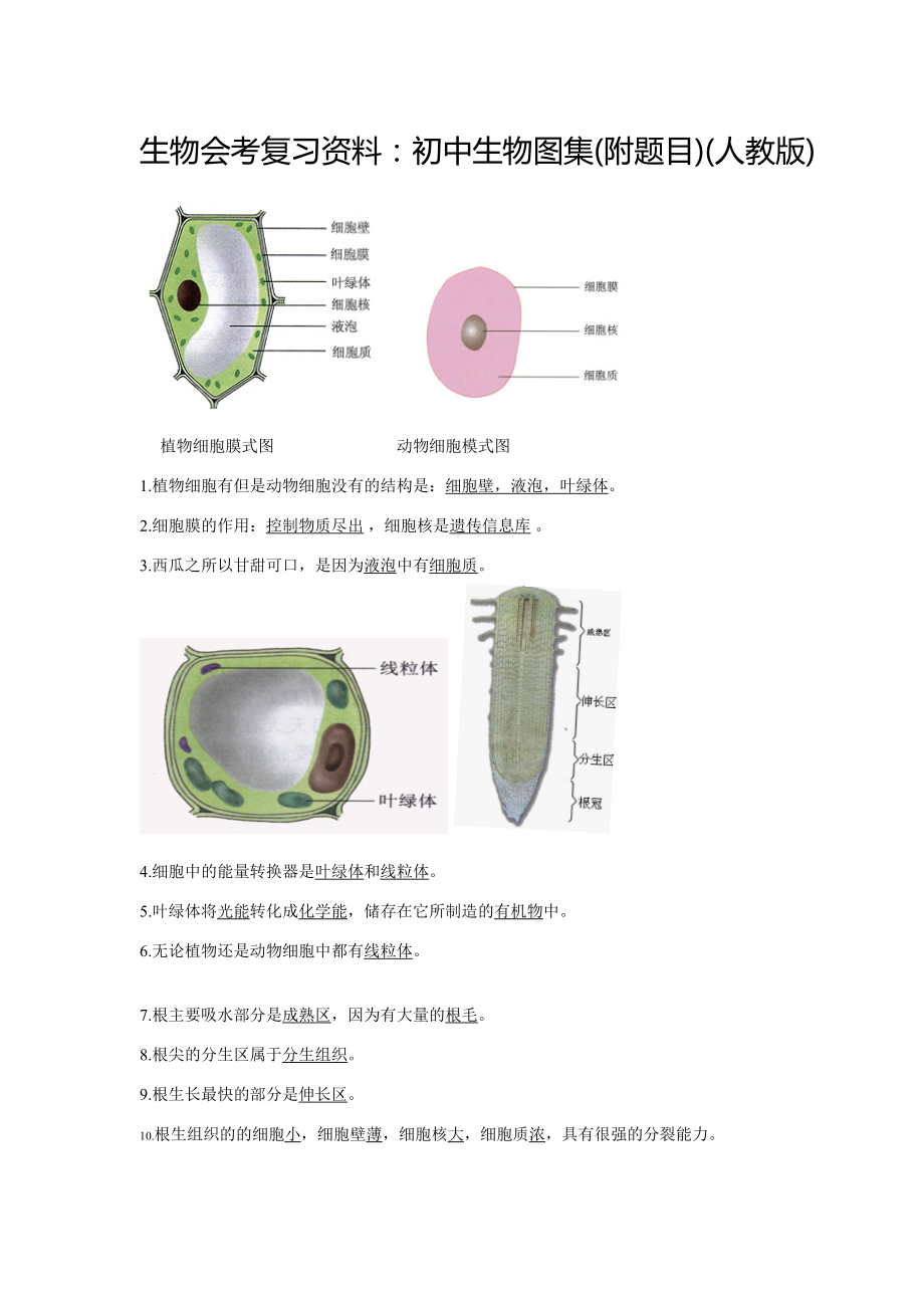 生物会考复习资料初中生物图集附题目人教版.docx_第1页