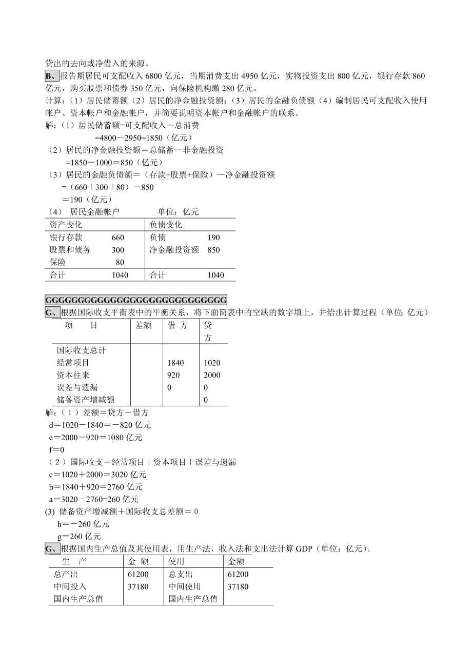 最新电大小抄国民经济核算计算题 考试必备小抄.doc_第2页