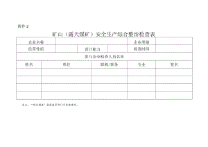 矿山（露天煤矿井工煤矿非煤矿山）安全生产综合整治检查表.docx