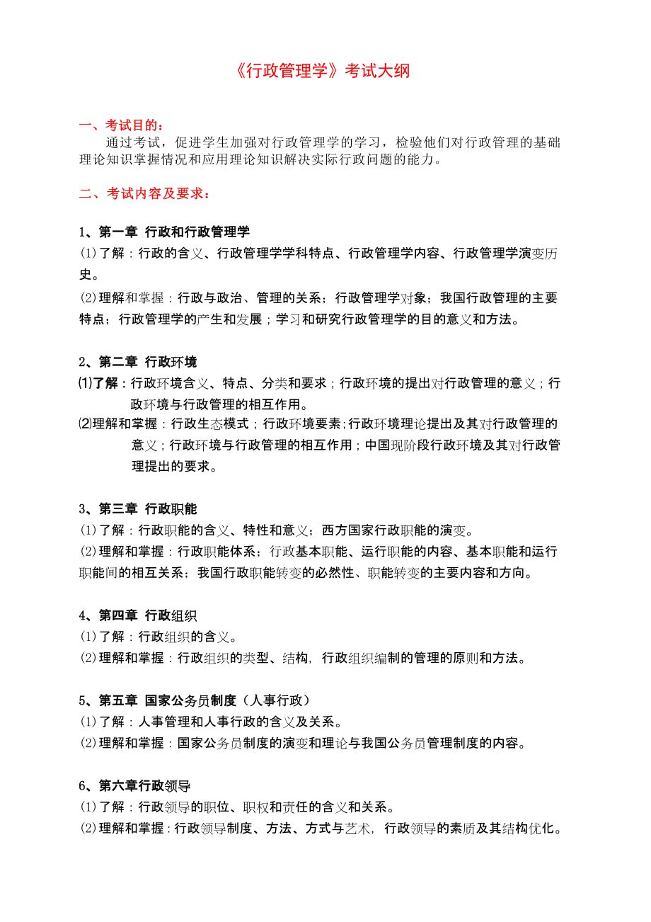 网院：行政管理学考试大纲(120320).doc_第1页