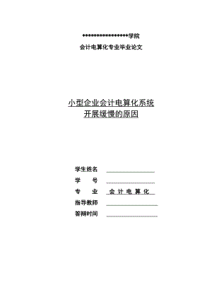 会计电算化专业毕业论文小型企业会计电算化系统开展缓慢的原因.doc