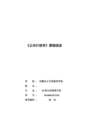 公共行政学课程综述(定稿).doc