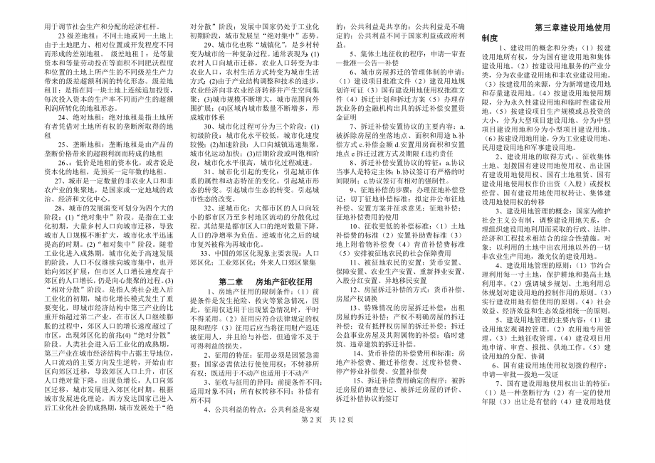 中级经济师 房地产专业知识与实务 重点浓缩（背诵版）.doc_第2页