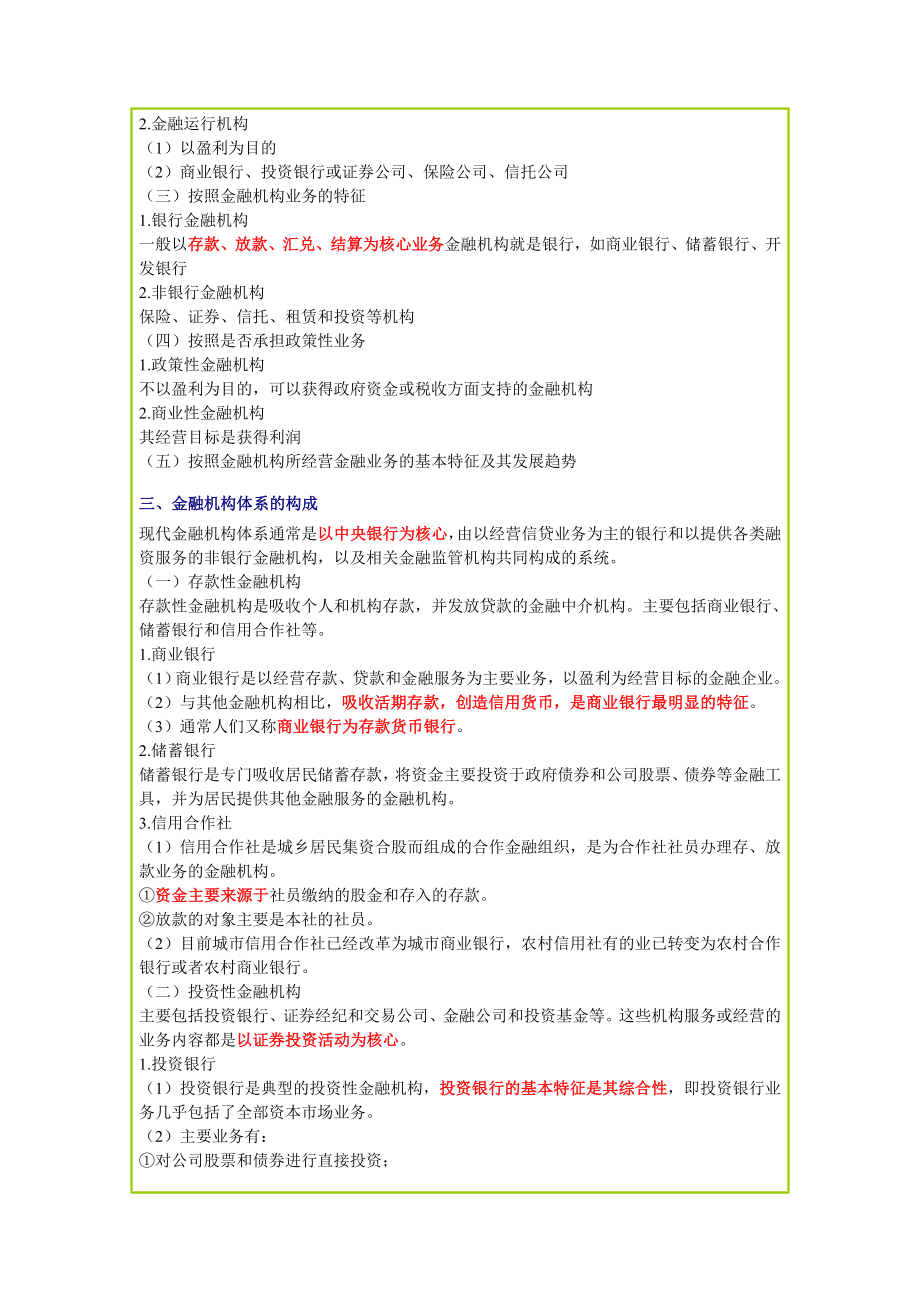 中级经济师考试 金融专业知识与实务 章节考点总结与专题训练.doc_第2页