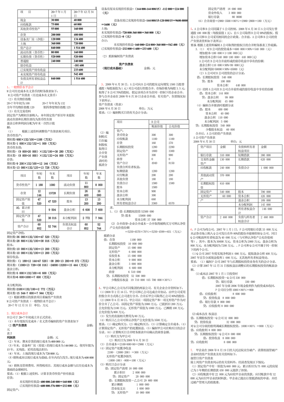 电大【高级财务会计 】业务题考试答案小抄.doc_第1页