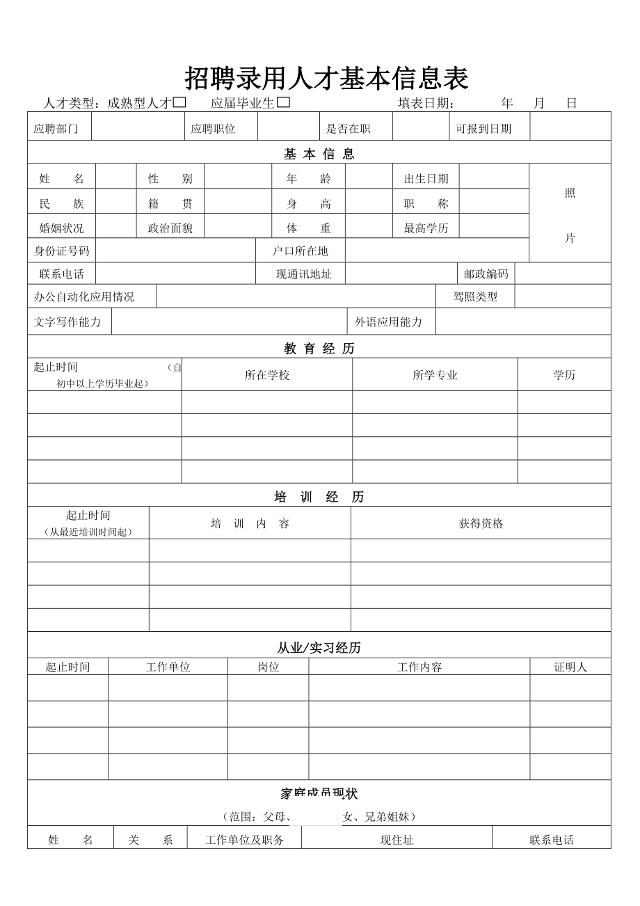 招聘录用人才基本信息表.doc_第1页