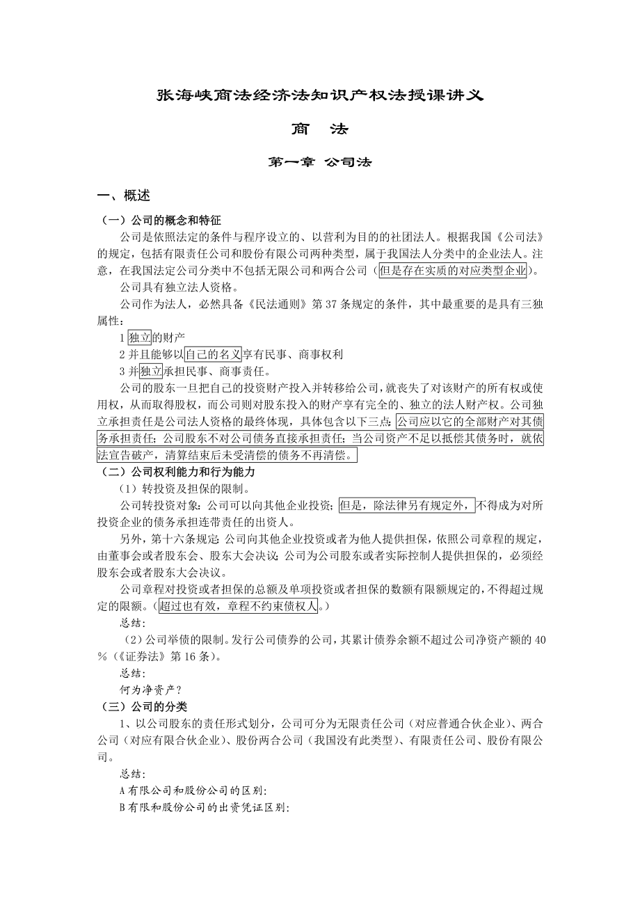 国家司法考试经典讲义商经张海峡.doc_第1页