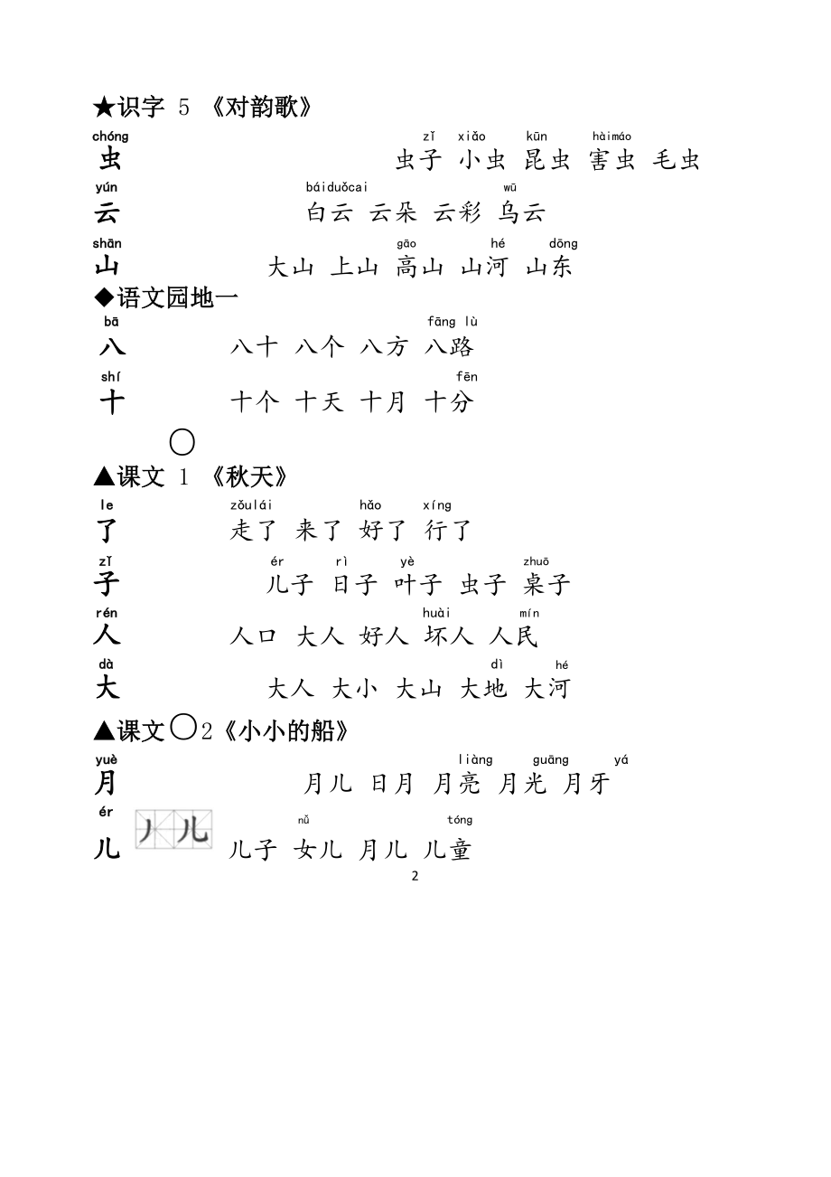 一年级语文上册生字笔顺组词大全.docx_第3页