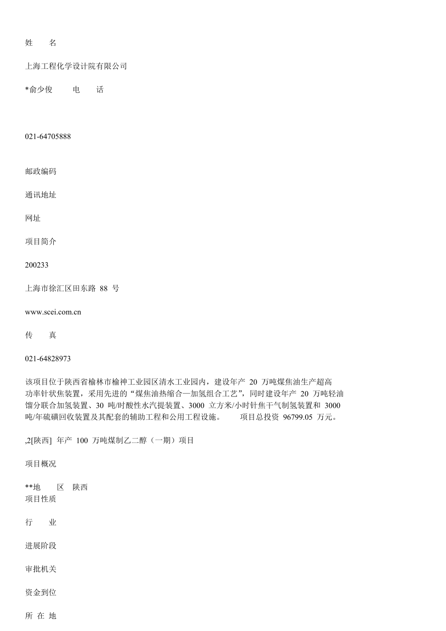 陕西山西能源煤化工项目汇总列表.doc_第3页