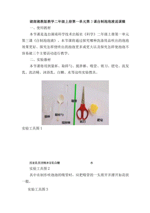 湖南湘教版科学二年级上册第一单元第3课自制泡泡液说课稿.docx