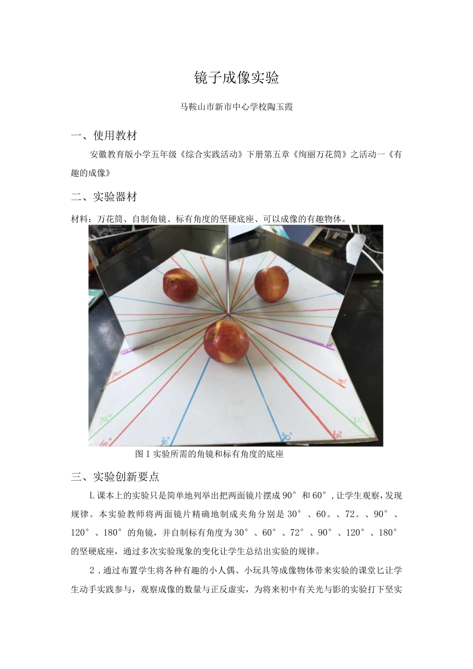 镜子成像实验 说课文稿.docx_第1页