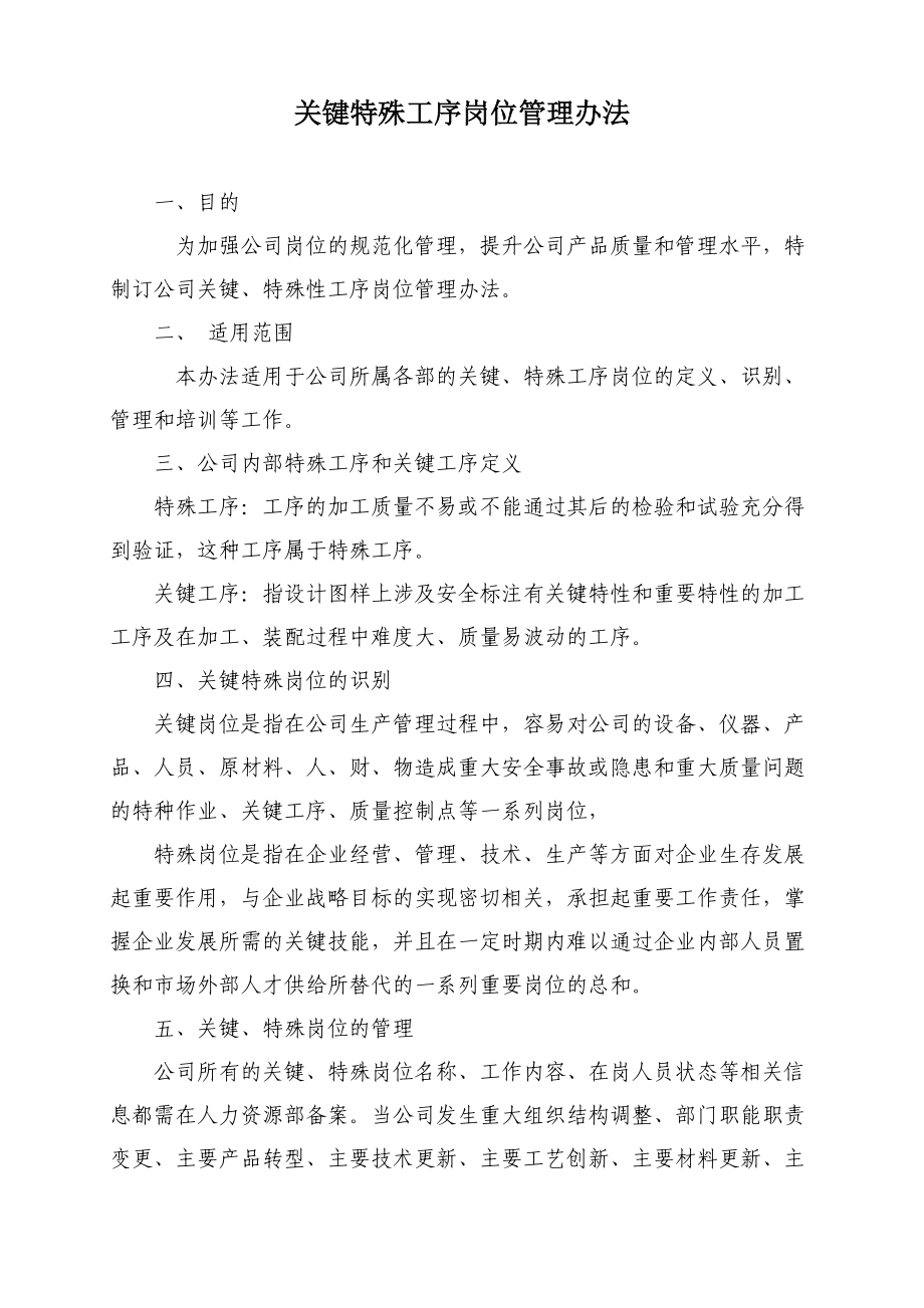 公司关键特殊岗位管理办法.docx_第1页