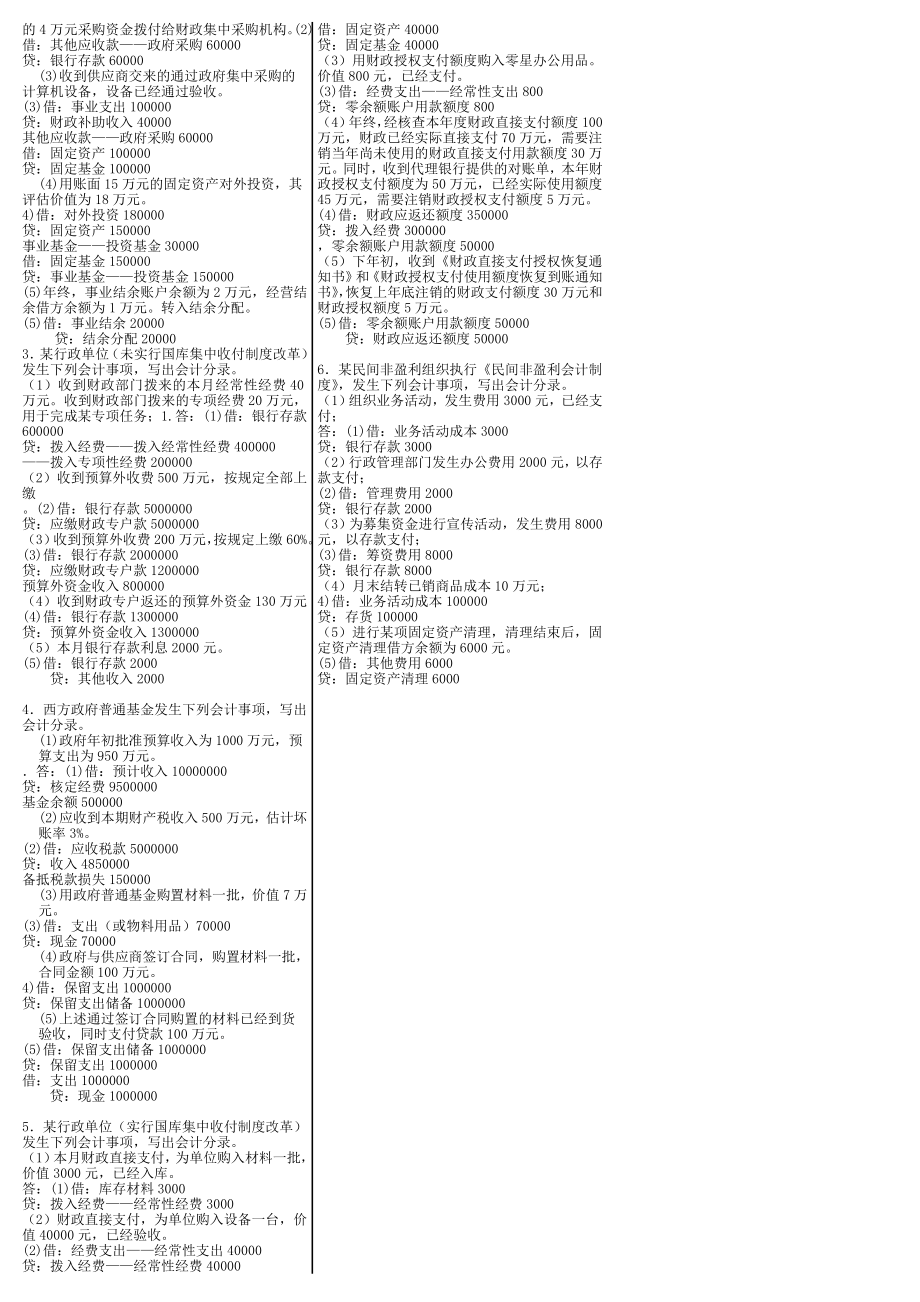 最新电大《政府与非盈利组织会计》期末考试答案小抄（考试必过版）.doc_第2页