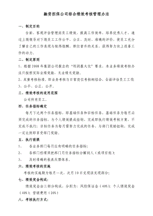 融资担保公司绩效考核办法.doc