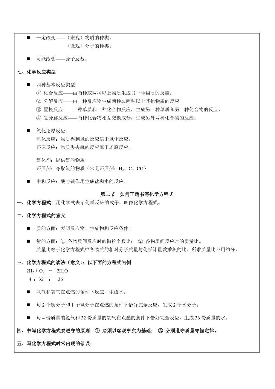 初三化学第五章《化学方程式》知识点总结及习题测验.docx_第3页