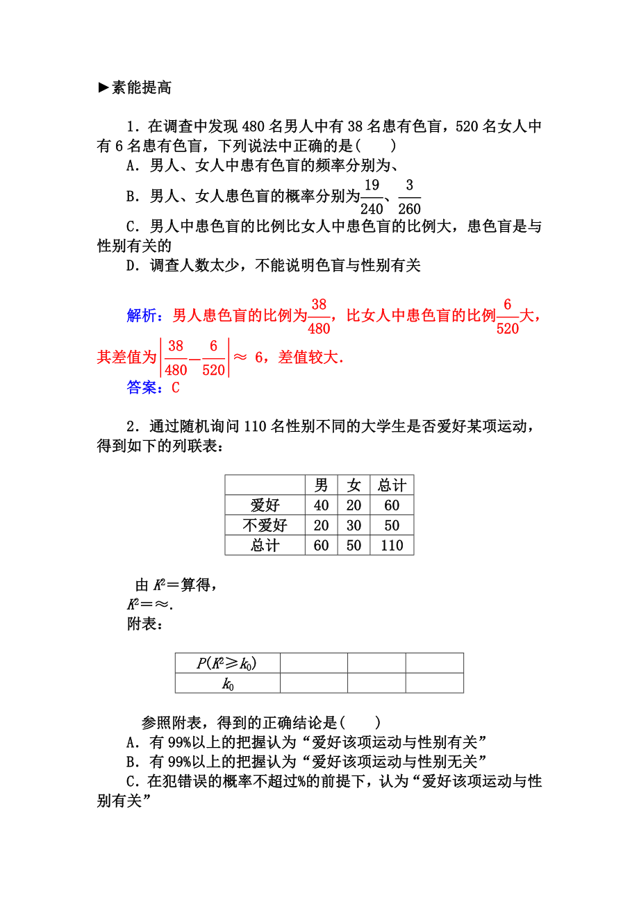 独立性检验的基本思想及其初步应用习题及答案.doc_第3页