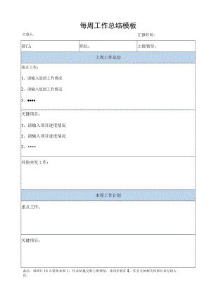 企业工厂公司每周工作总结通用模板.docx