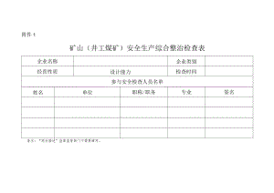 矿山（井工煤矿）安全生产综合整治检查表.docx