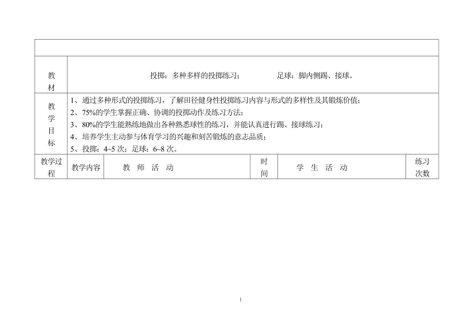 初中七年级体育课教案全集.doc_第1页