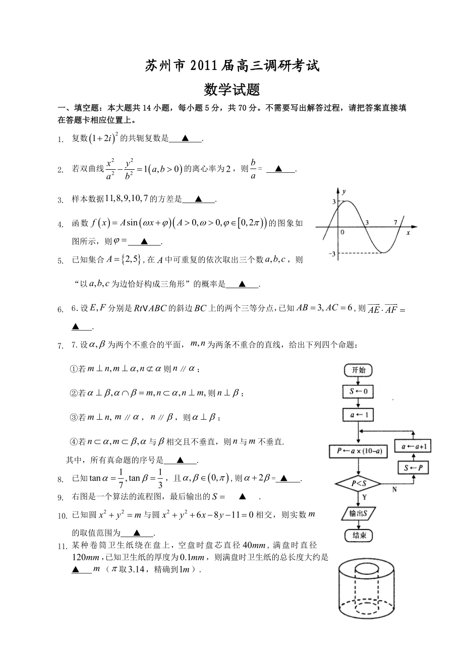 江苏省苏州市高三调研考试—试题.doc_第1页