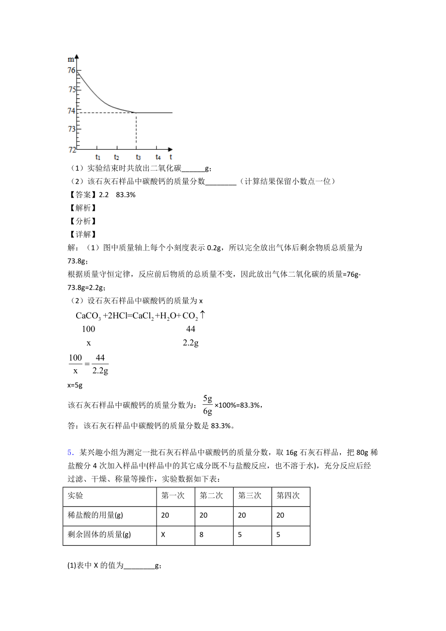 中考化学化学方程式的计算练习题及答案.doc_第3页