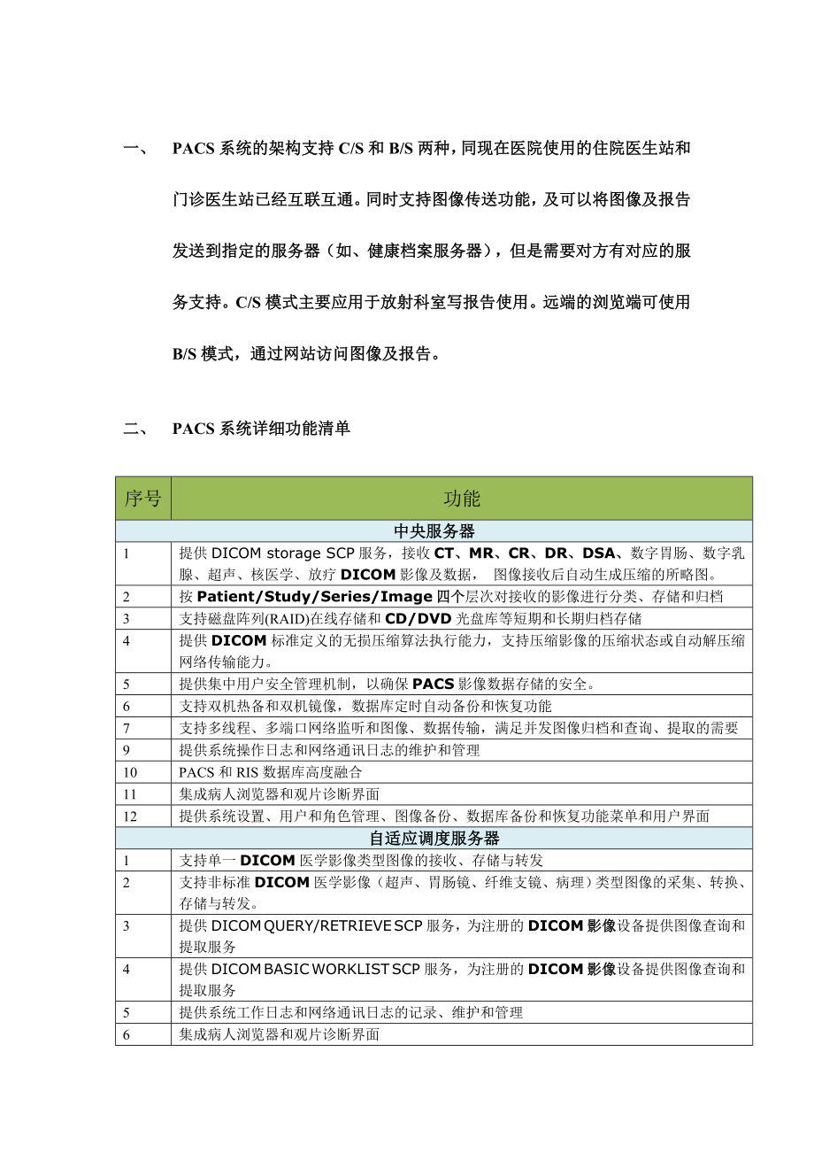 PACS系统功能及参数.doc_第1页