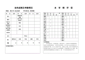 中专学生评语家庭报告书.doc