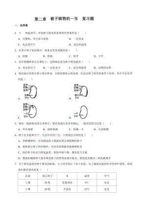 人教版七年级生物上册-第三单元第二章--被子植物的一生--复习题(包含答案).doc