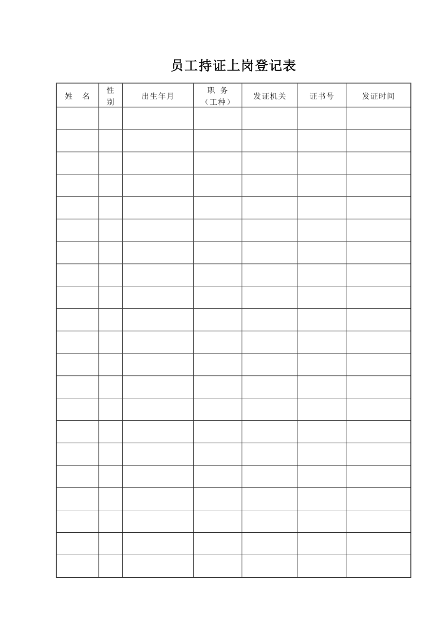 员工持证上岗登记表.doc_第1页