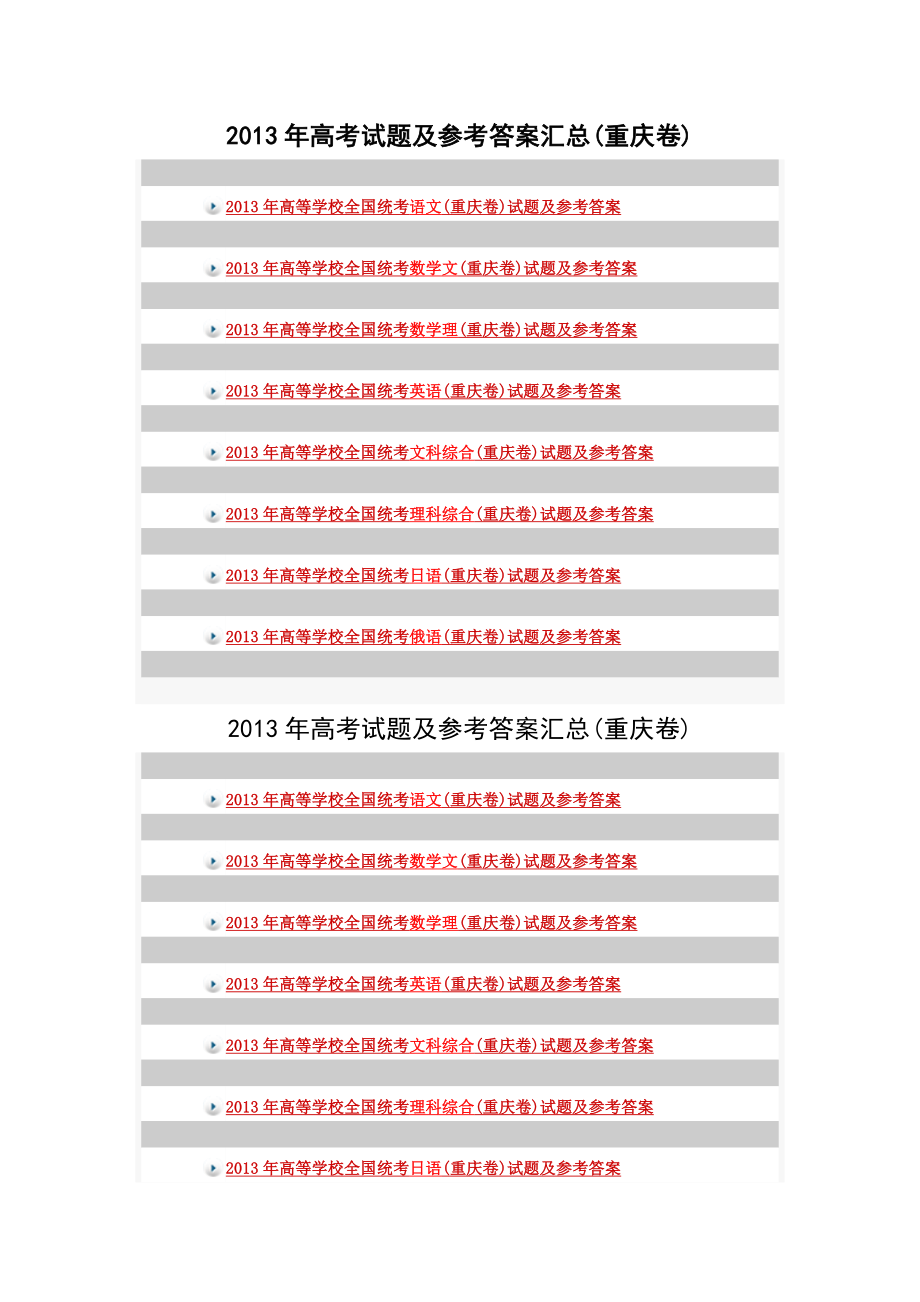 高考试题及参考答案汇总(重庆卷).doc_第1页