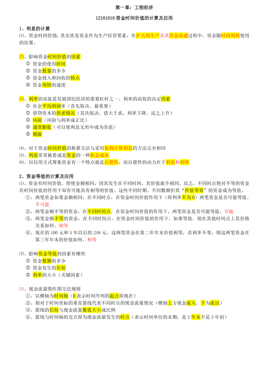 工程经济学习笔记复习资料.doc_第1页