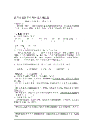 [考试]绵阳东辰国际小升初语文模拟题.1.doc